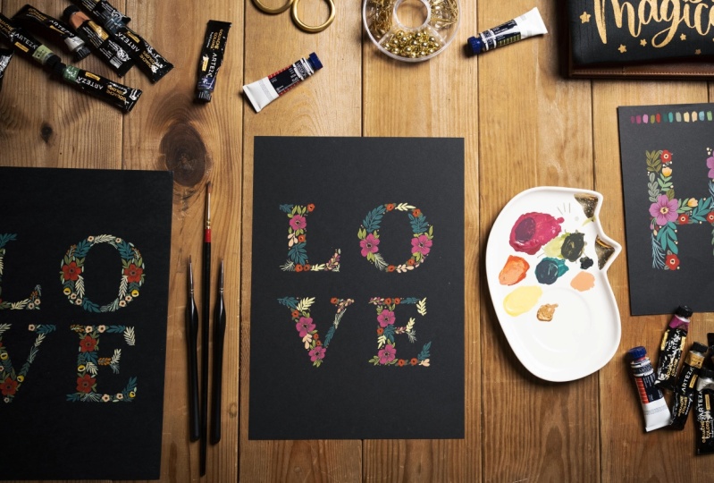 Illustrative lettering with Gouache
