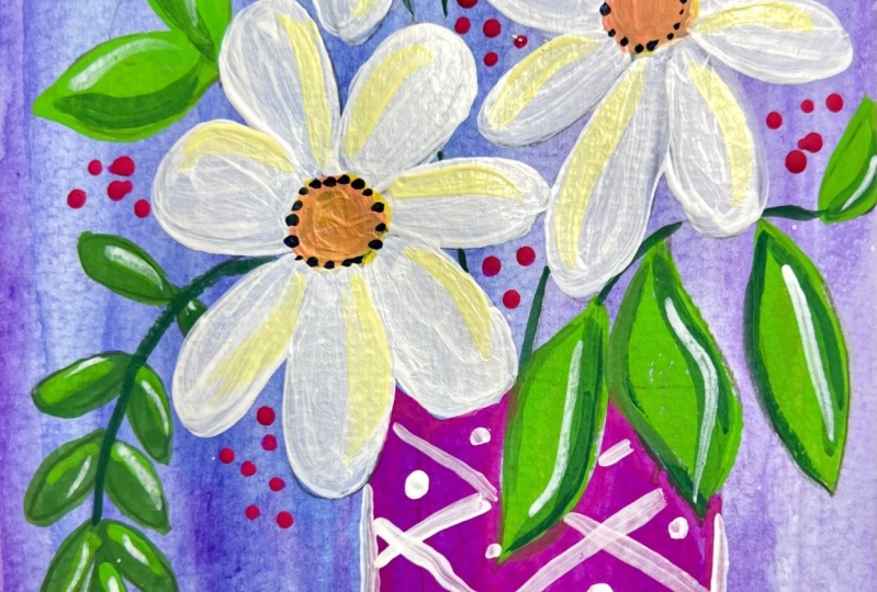 Abstract florals in Gouache Daisies
