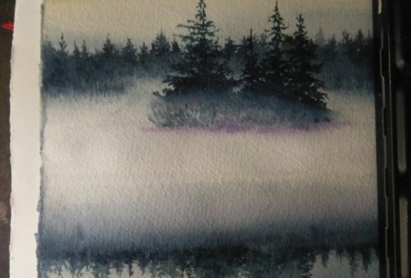 Misty Pine Reflections