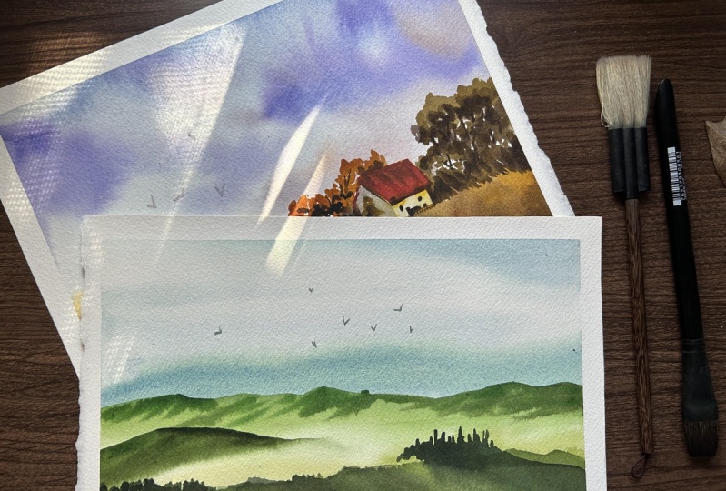 Watercolor Landscapes - Painted 1 Layer a Day