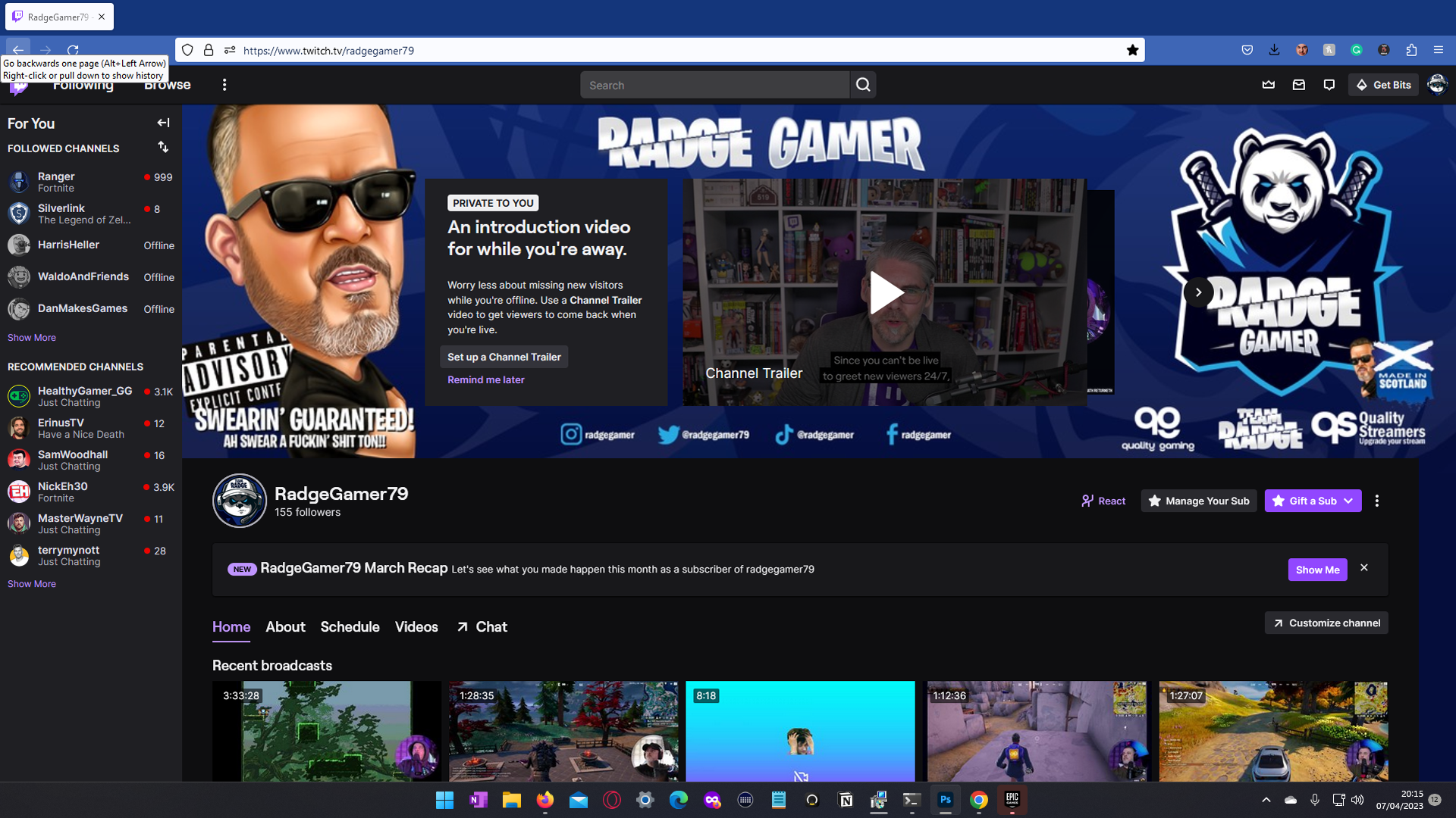 Radge Gamer - student project