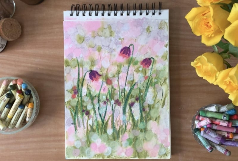 Bokeh with oil pastels