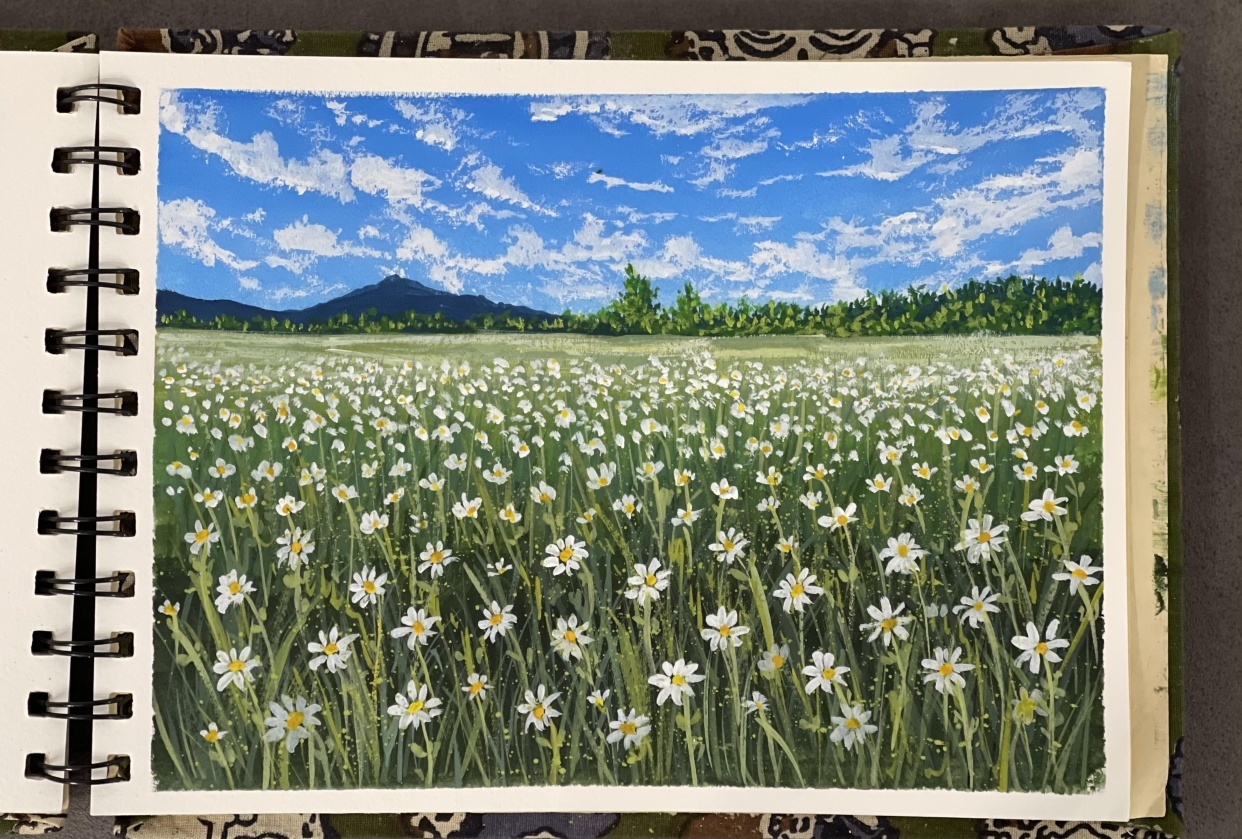 Spring inspired landscape in gouache by Payal - student project