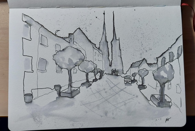 Wroclaw, Poland - Soluble Ink Sketch