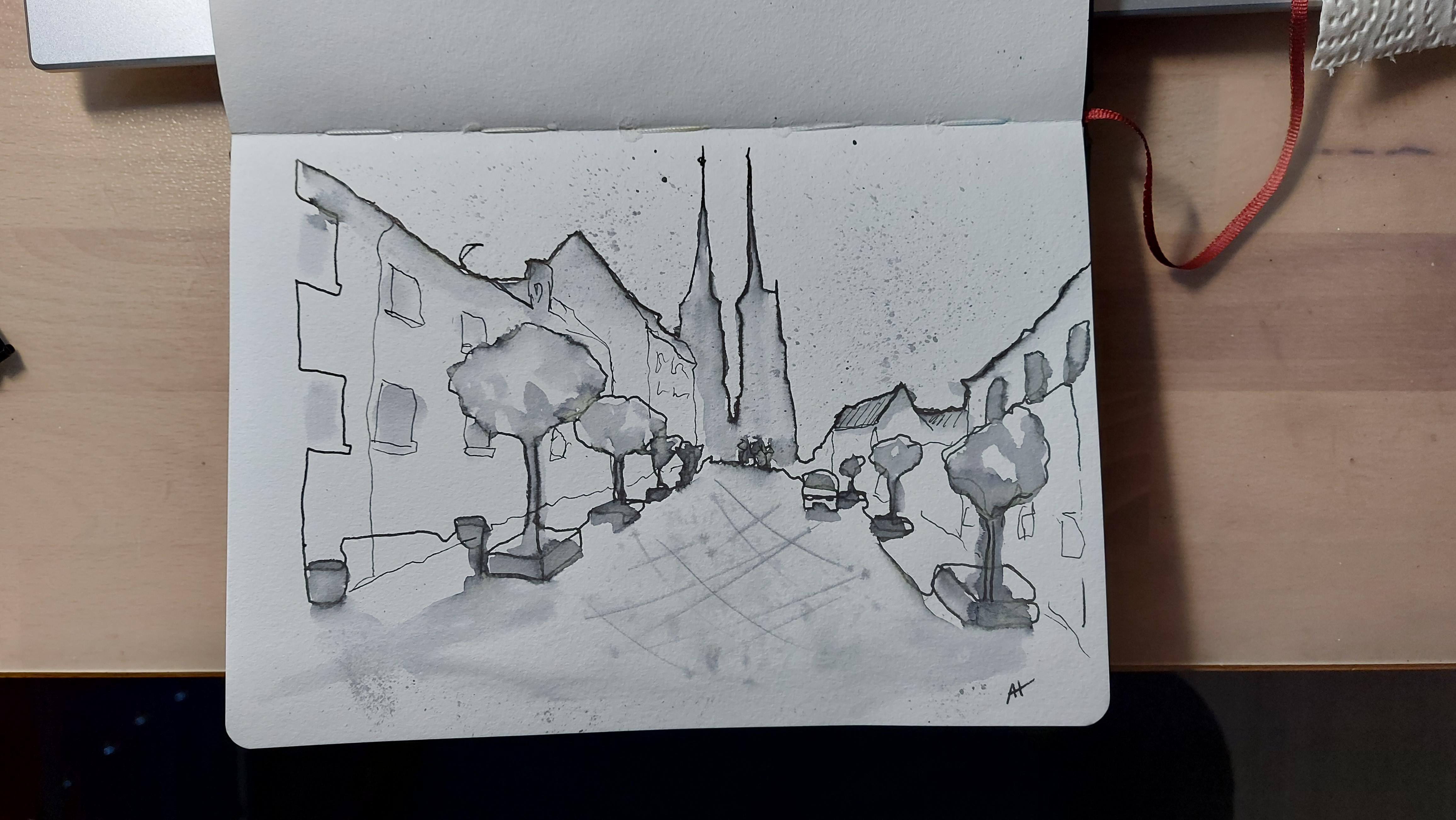 Wroclaw, Poland - Soluble Ink Sketch - student project