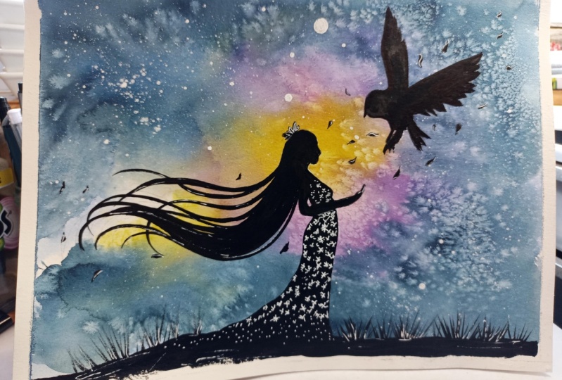 Watercolour silhouette