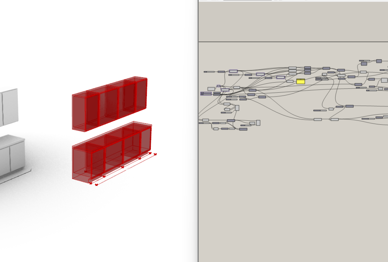Rhino 3D and Grasshopper Kitchen Cabinets Parametric Architecture and 3D design - student project