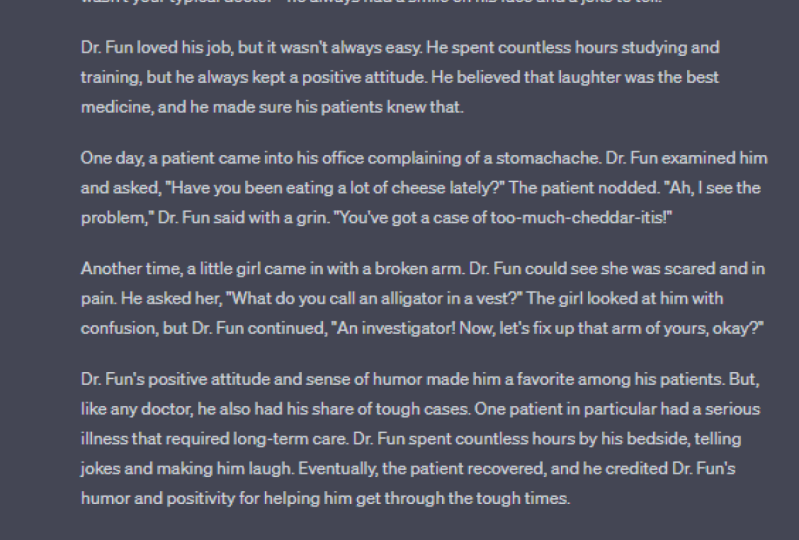 A script for a story about the of a doctor in a conversational and funny style