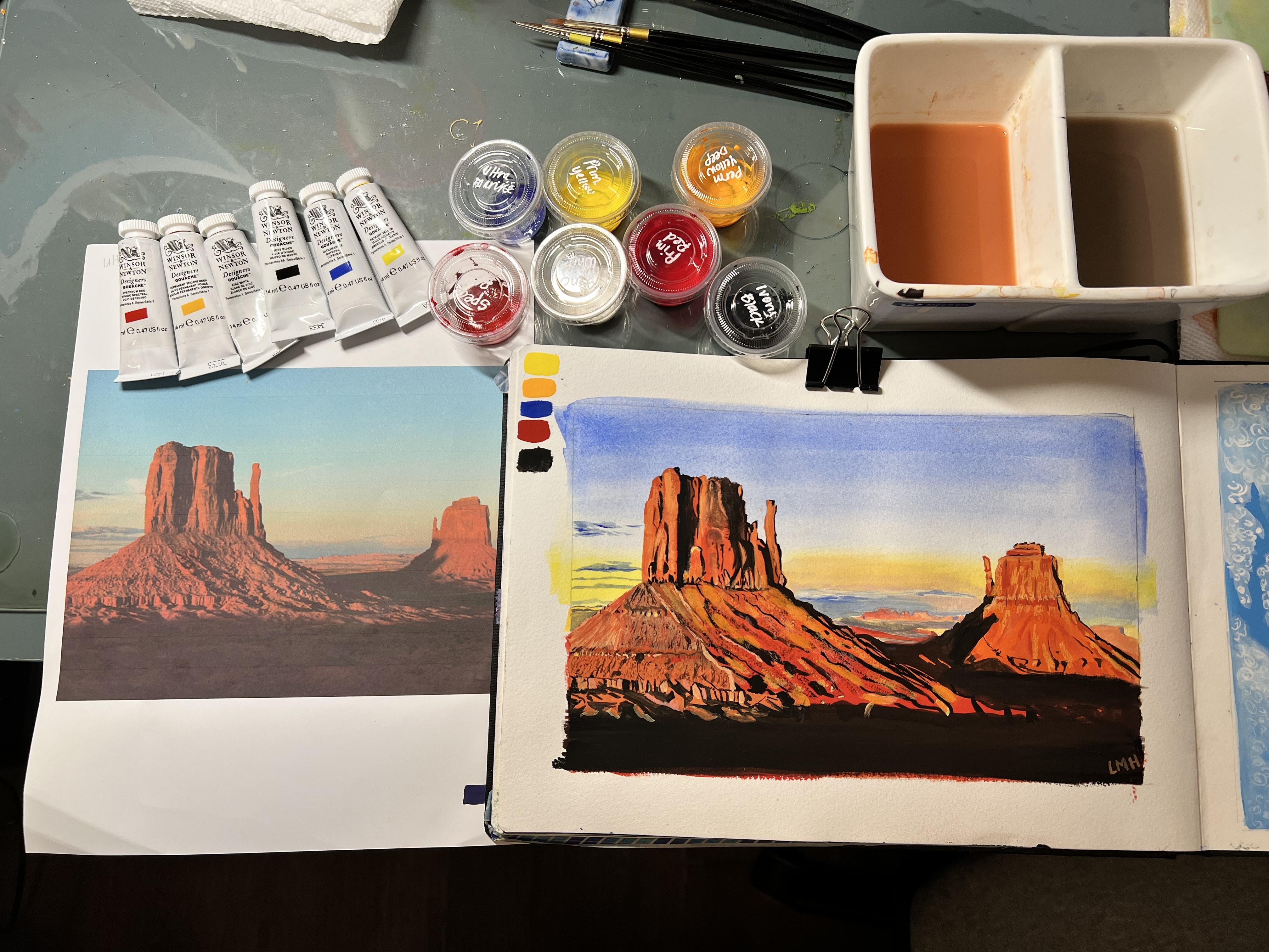 Gouache landscape - student project
