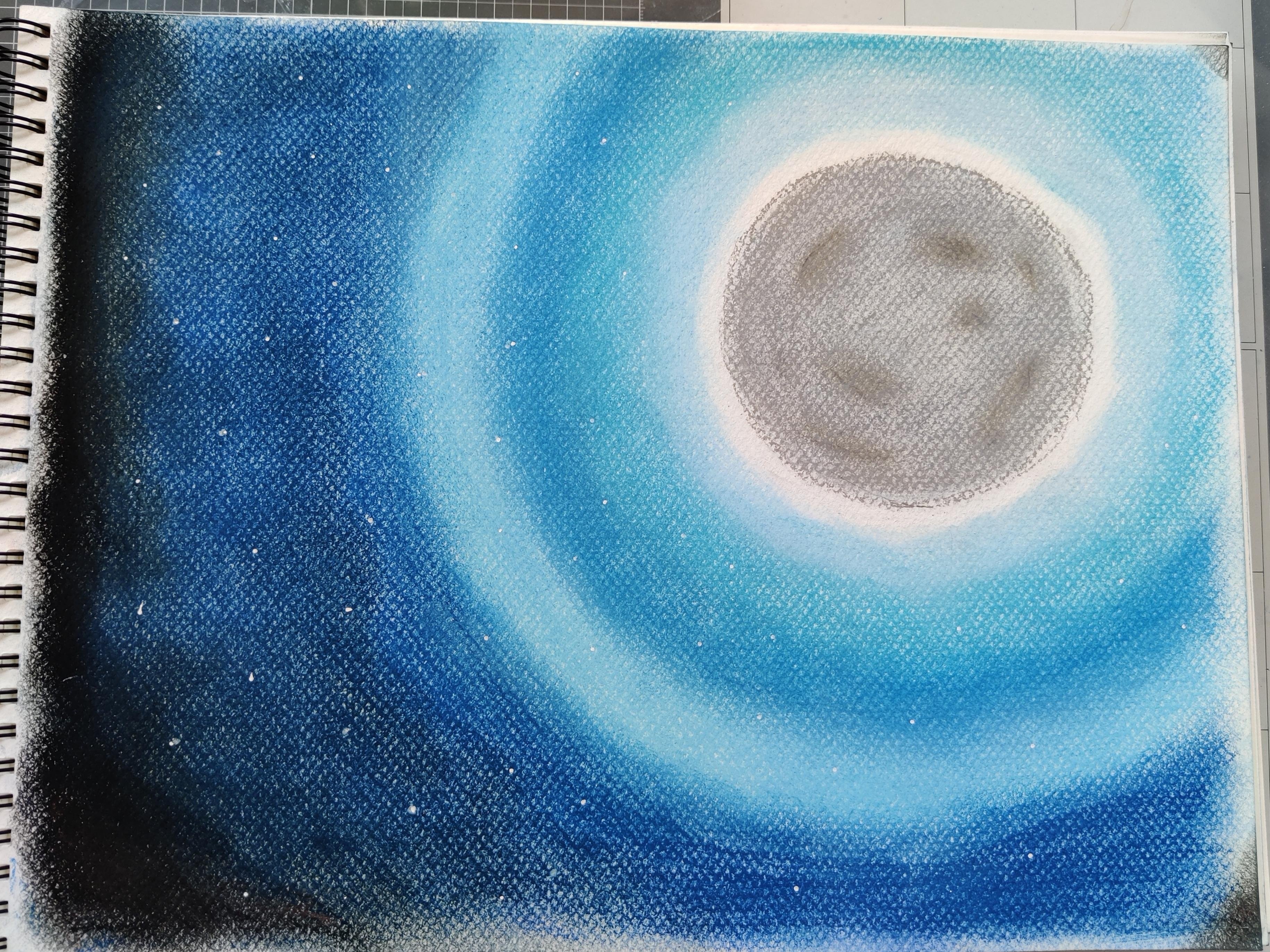 Moon in soft pastels - student project