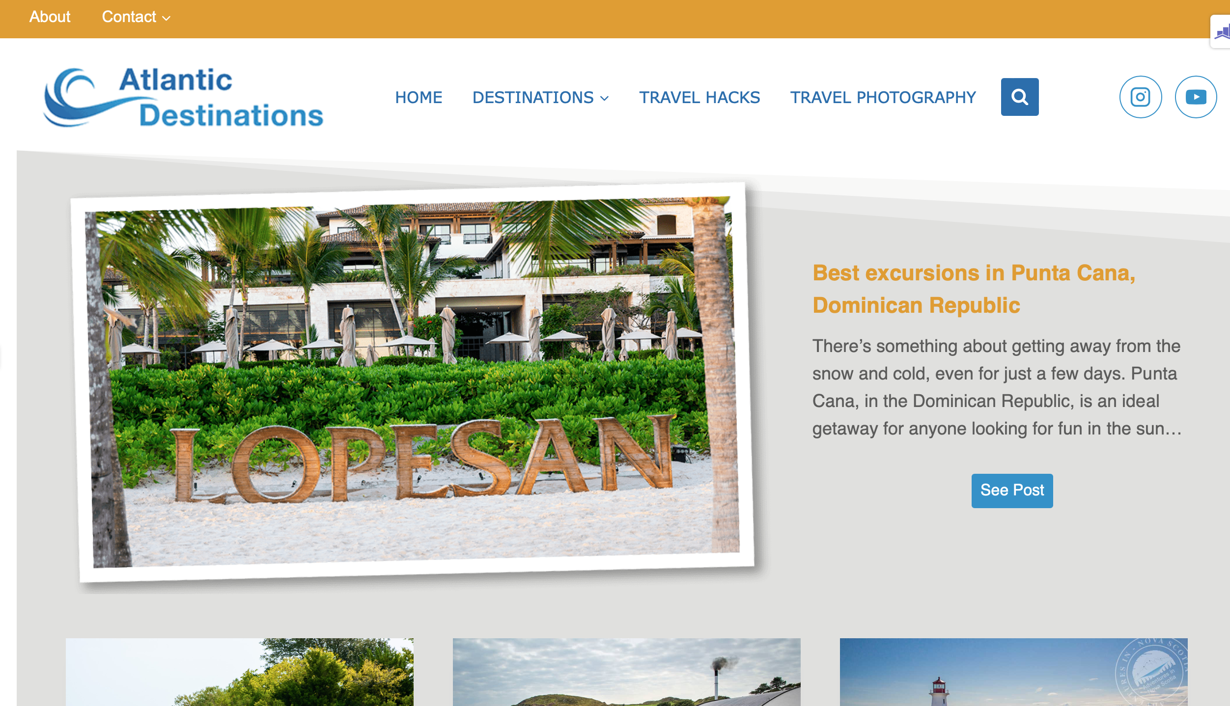 Atlantic Destinations travel site - student project