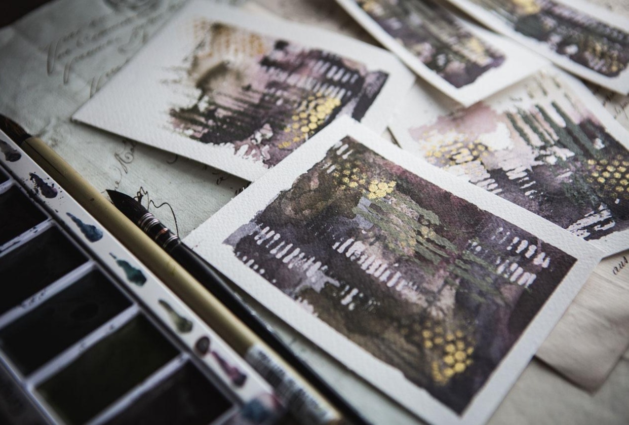 Explore the Beauty of Mixed Media: Abstract & Landscape Painting - student project