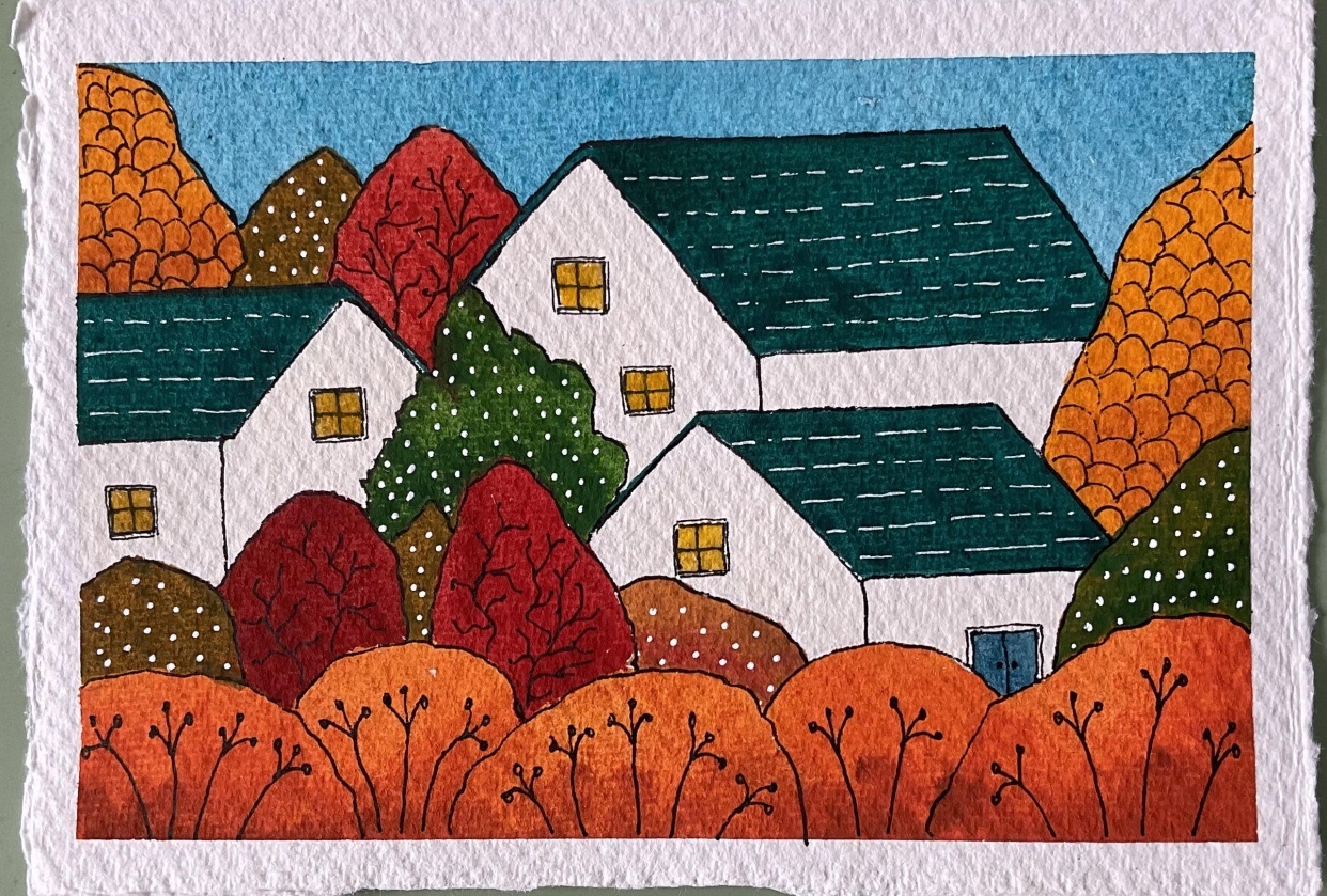 Watercolour Postcard on Khadi Paper - student project