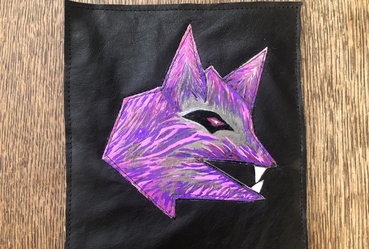 Painting on leather and appliqué - student project
