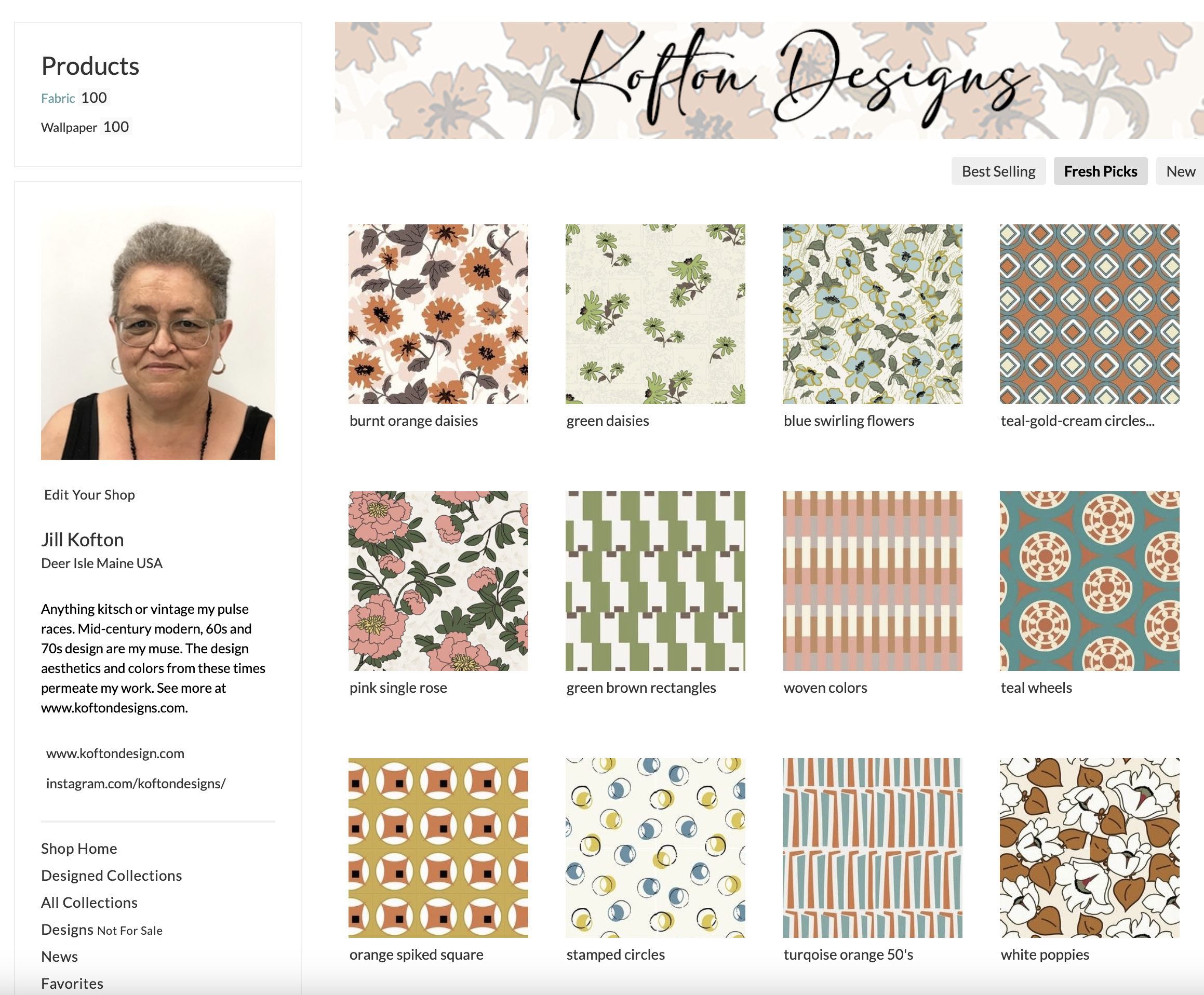 Jill Kofton's Spoonflower Shop - student project