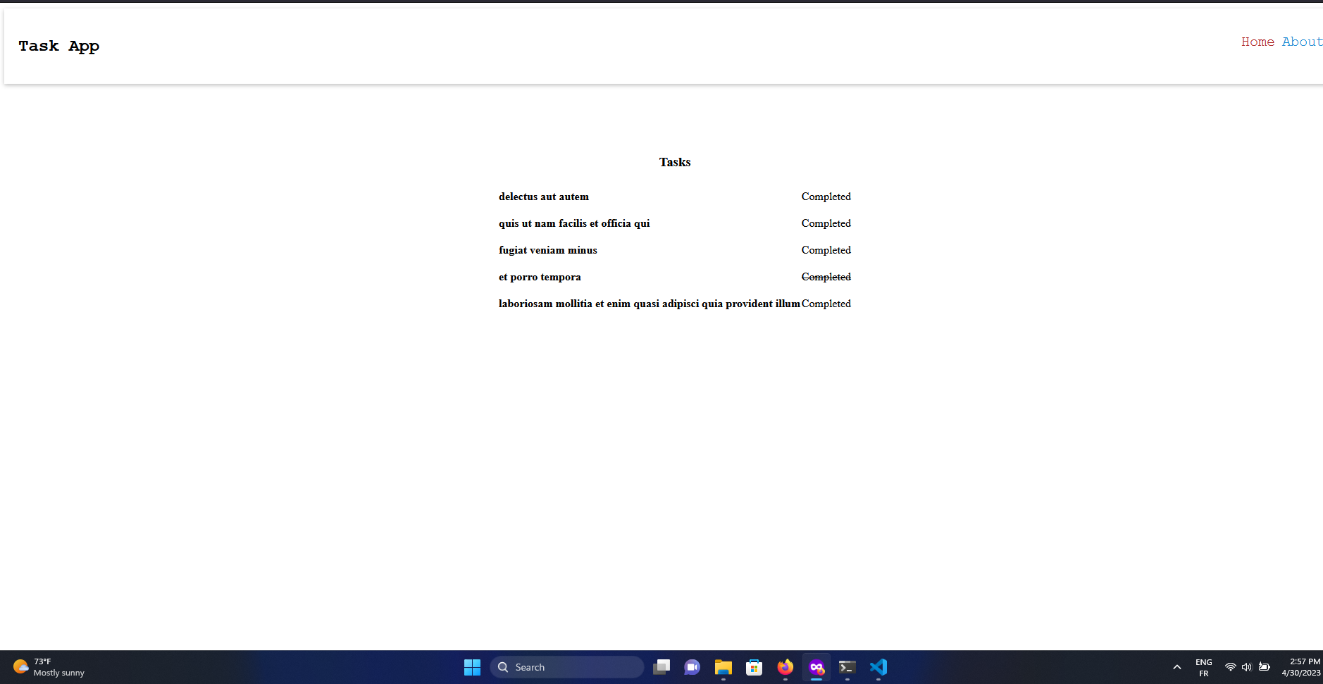 Task App single page web application - student project