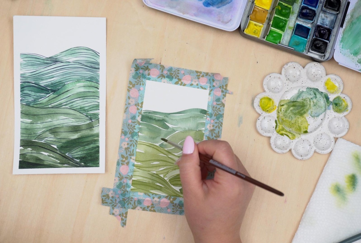 Watercolor Greens Landscape Project - student project
