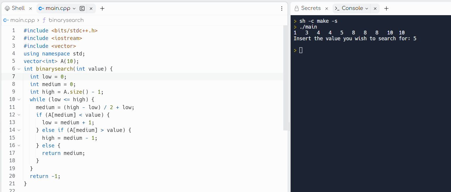 Simple binary search - student project