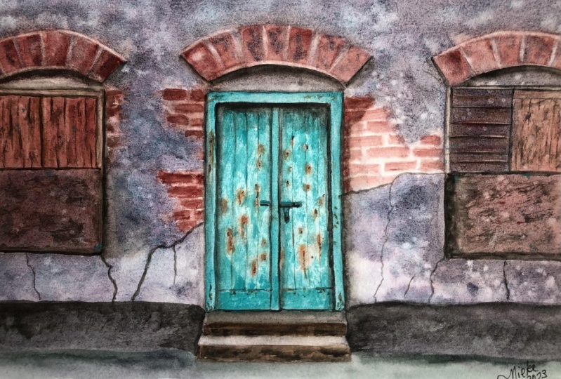 Granulating watercolour technique