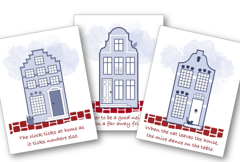 Delft Blue ‘Huisjes’ with Dutch Proverbs