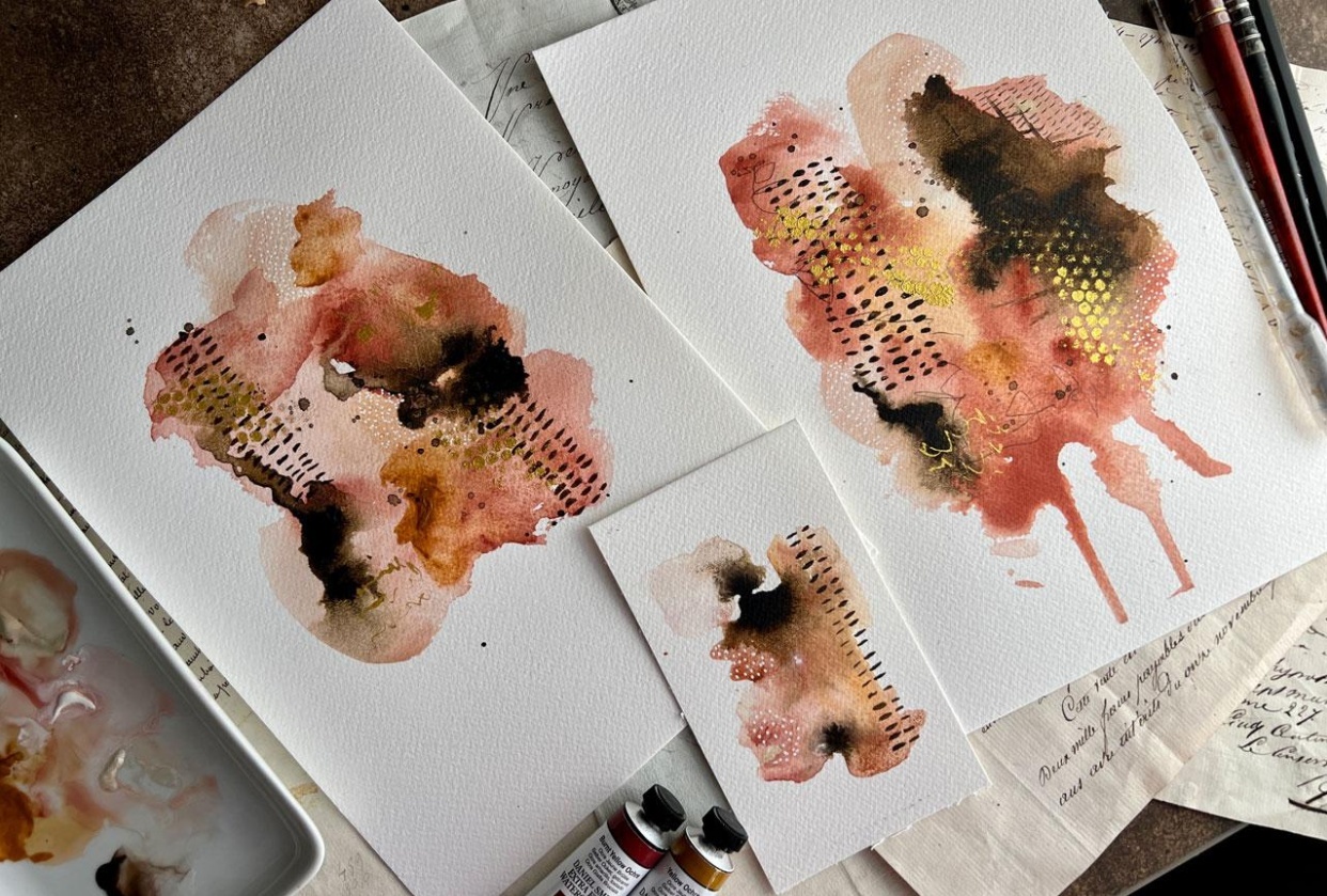 Blend, Flow, and Create: Learn to Create Beautiful Mixed-Media Abstracts - student project