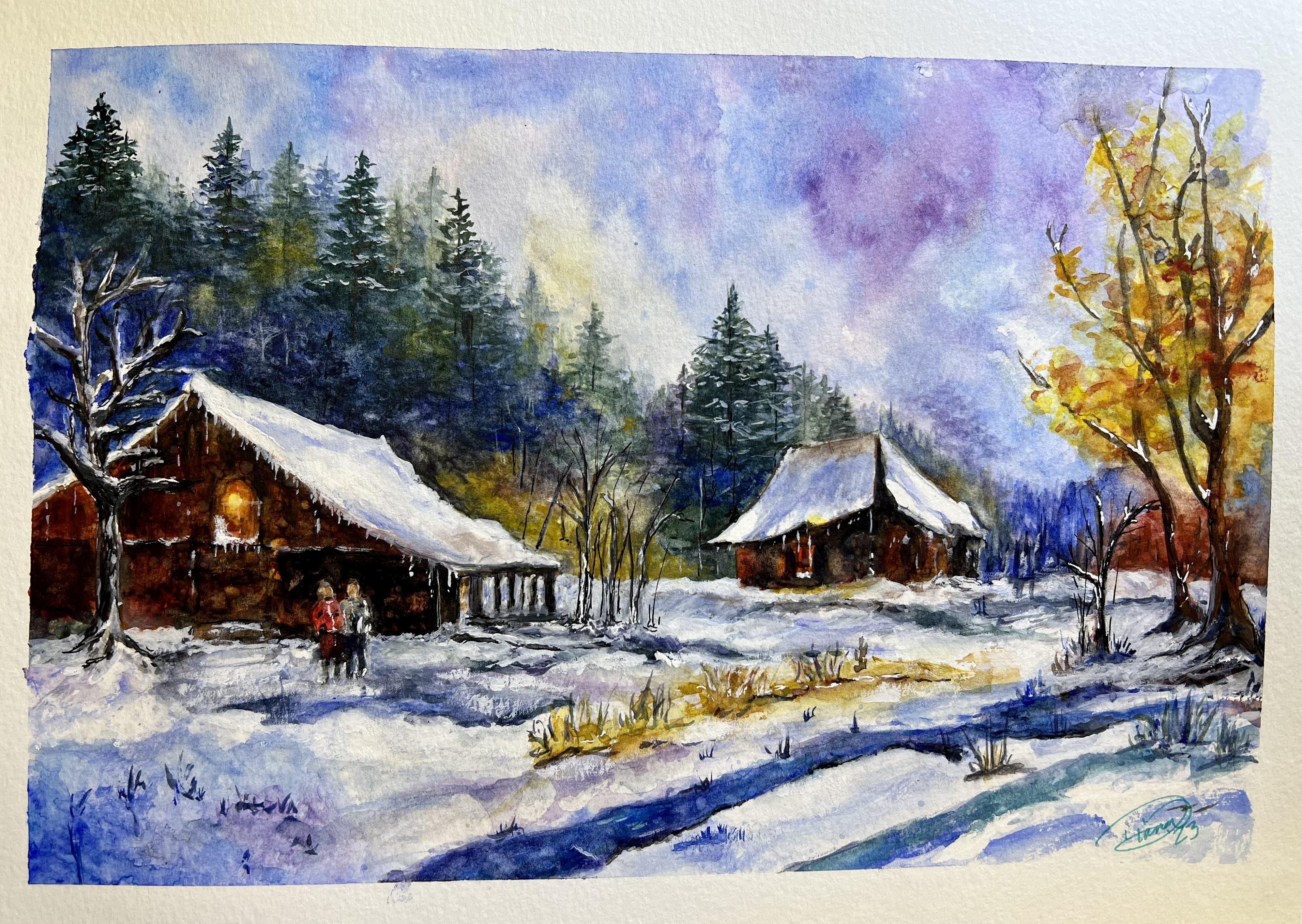 Winter Watercolor - student project