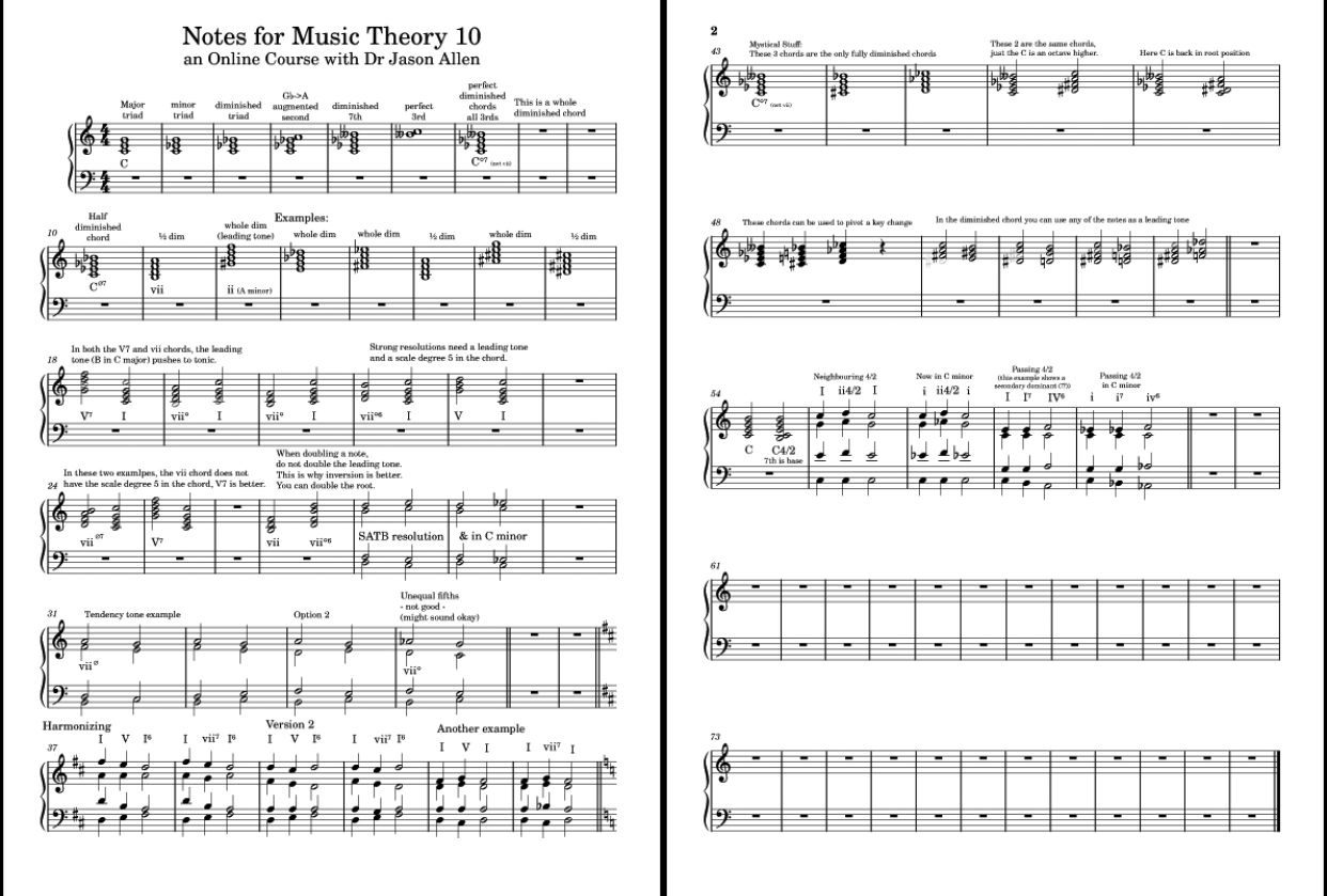 Notes for Music Theory 10 - student project