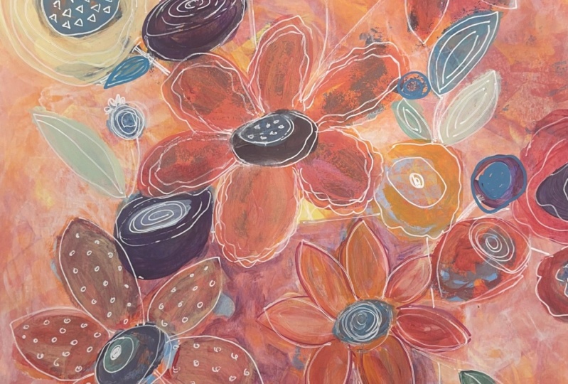 Layered Flowers in Vase