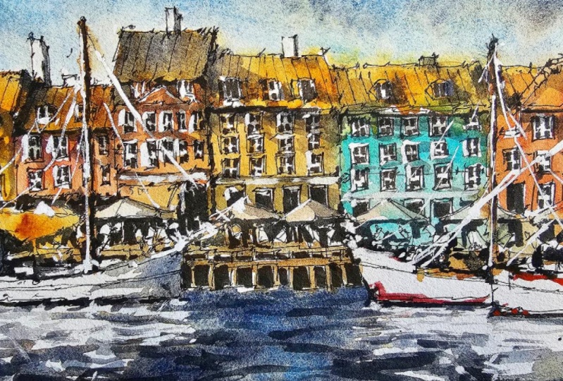 Urban Sketching in Watercolor - Copenhagen