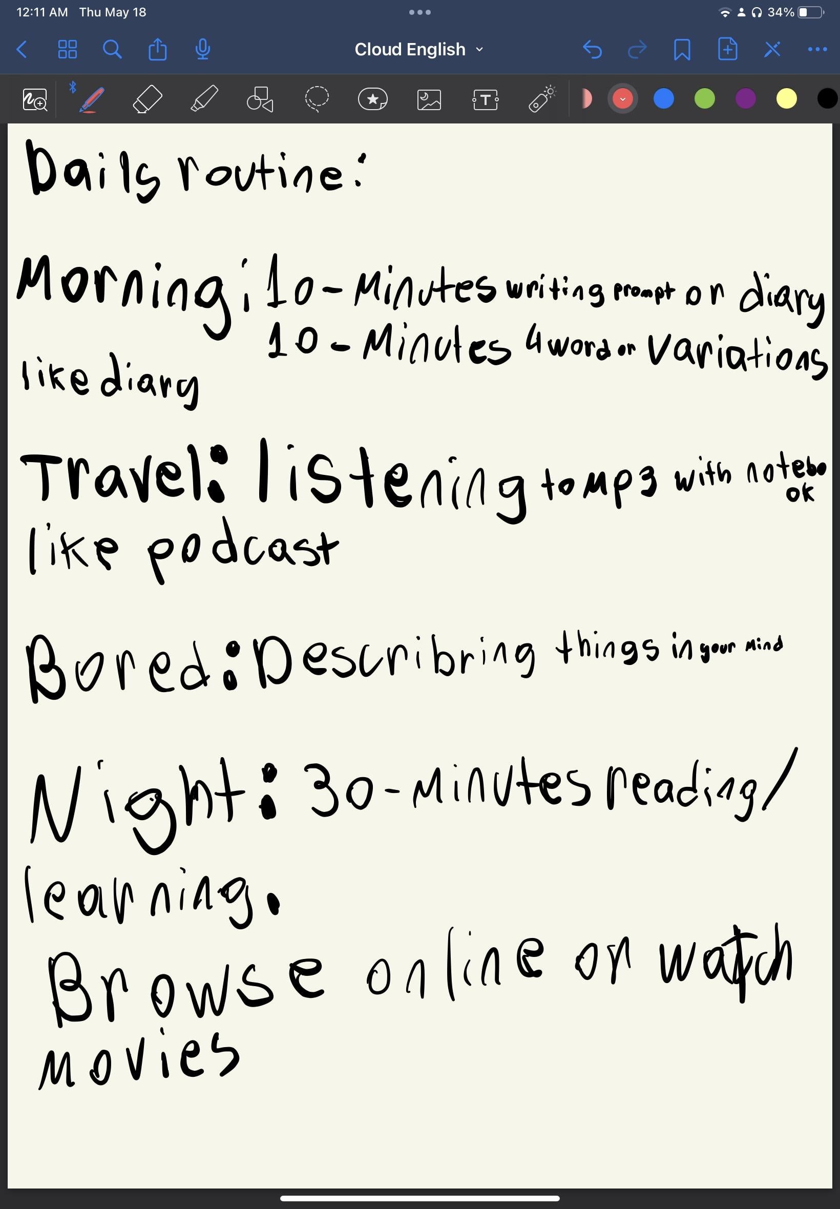 Daily routine - student project