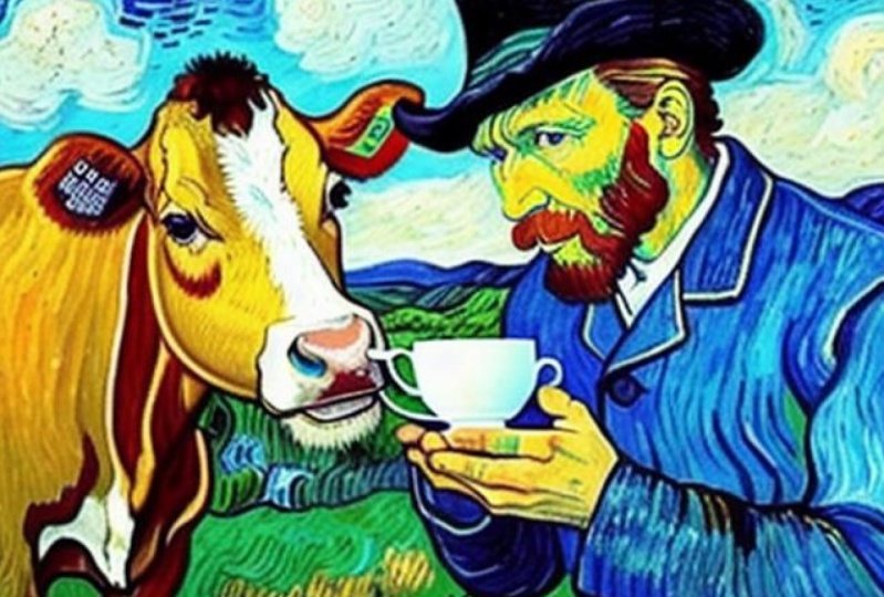 Vaca tomando café, Van Gogh