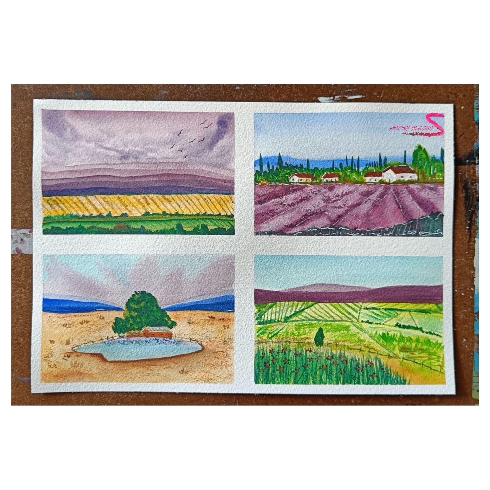 Learn to paint advance Landscape with basic watercolor techniques - student project