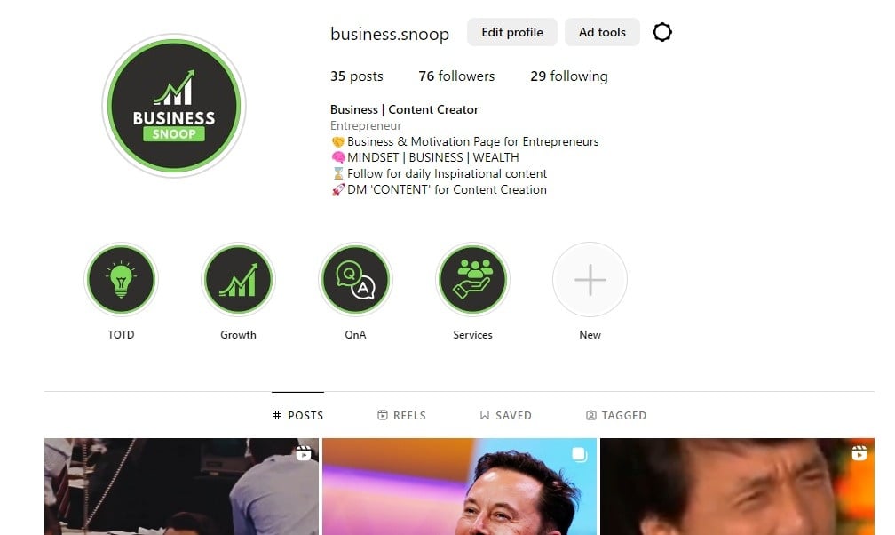 My IG Theme Page - student project