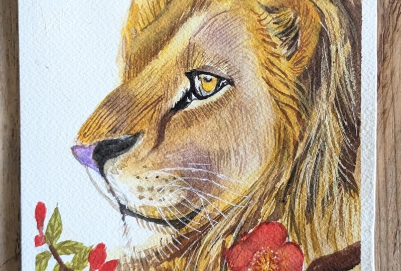 Realistic Illustration Made Easy: Watercolor Lion Portrait With Floral Art