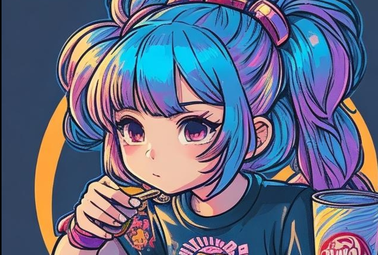 A girl eating ramen - student project