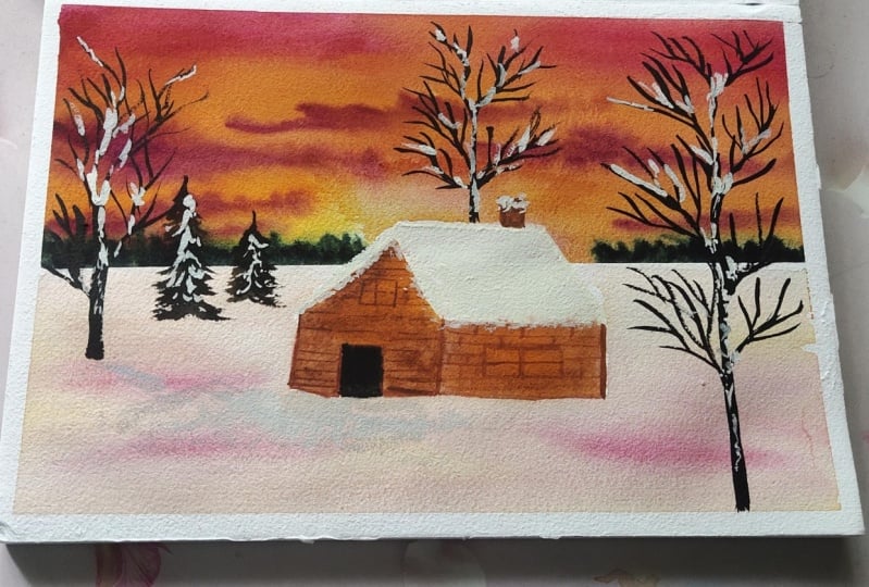 Winter art landscape