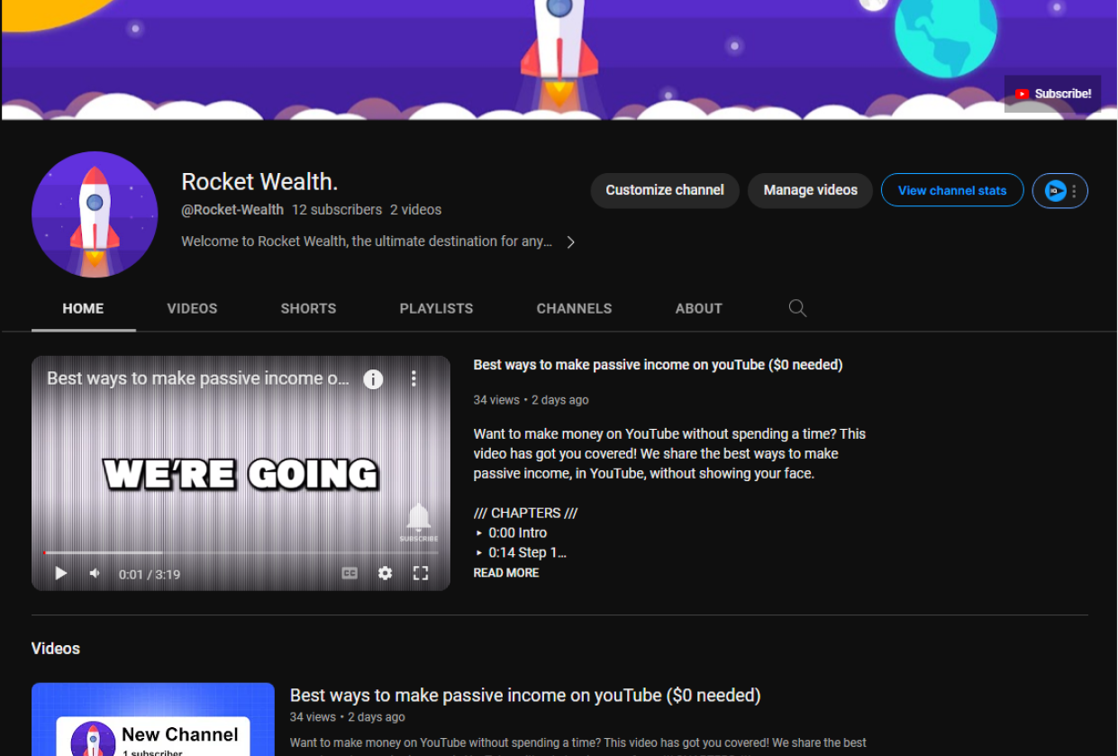 Rocket Wealth - YouTube Channel