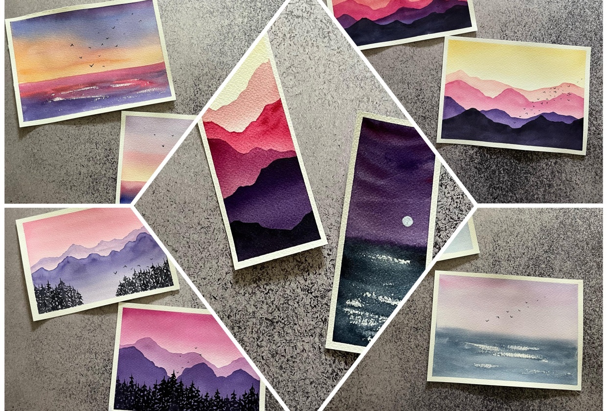 Soft watercolor sketches - student project