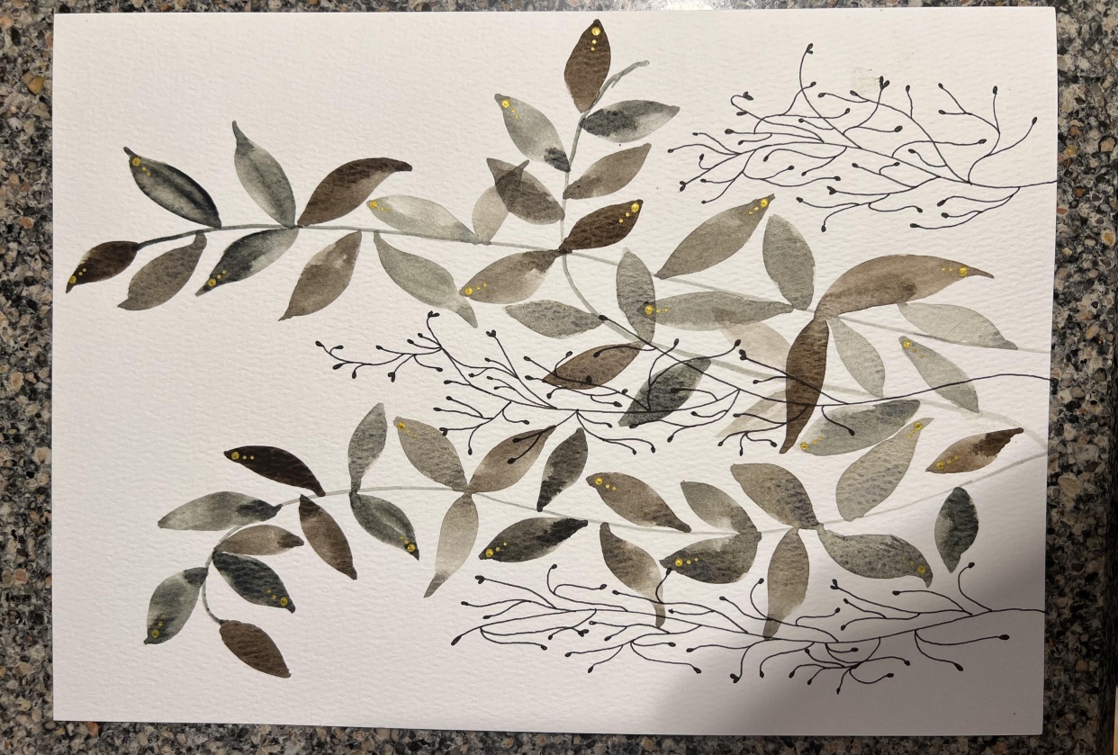 Watercolor Leaves - student project