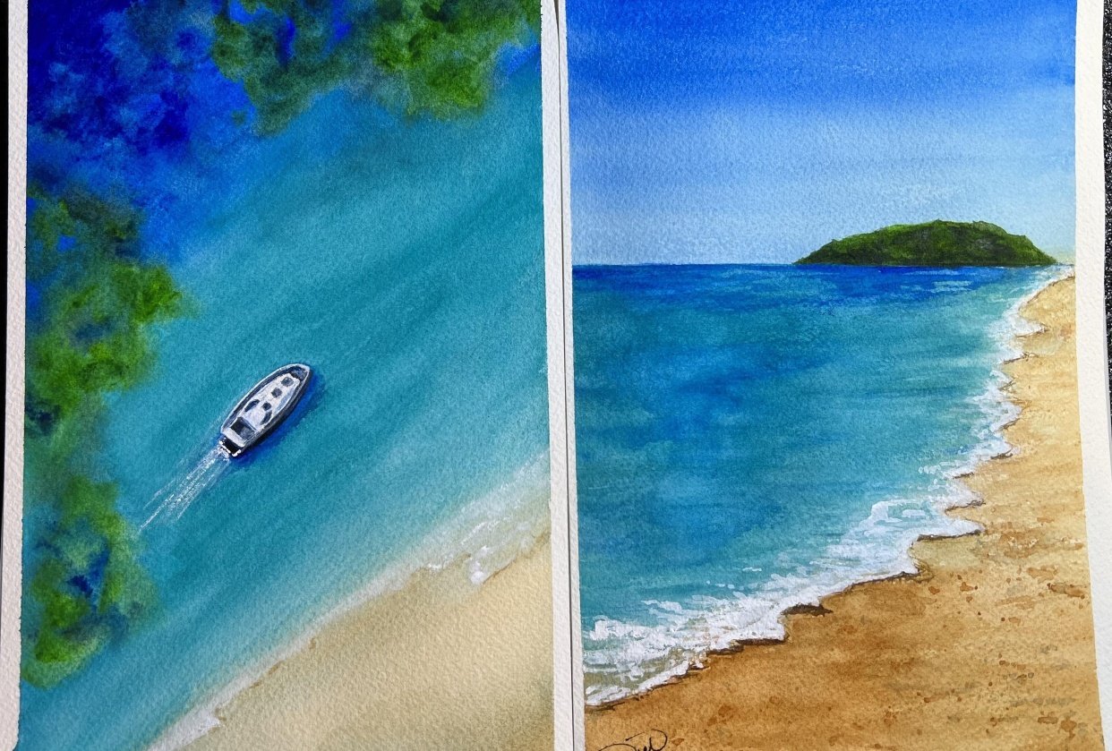 Seascapes in Watercolor - student project