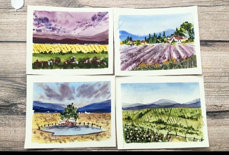 Painting Advance level landscapes using Basic watercolor Techniques