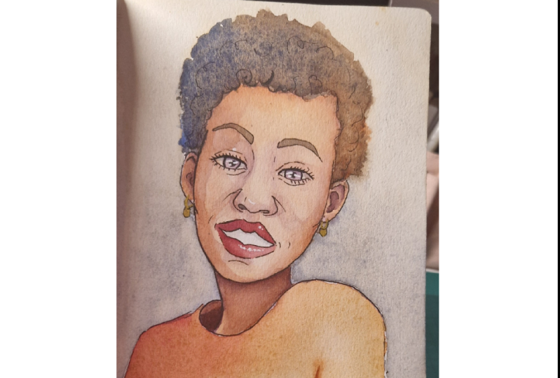 Dark Skin Watercolour Portrait.
