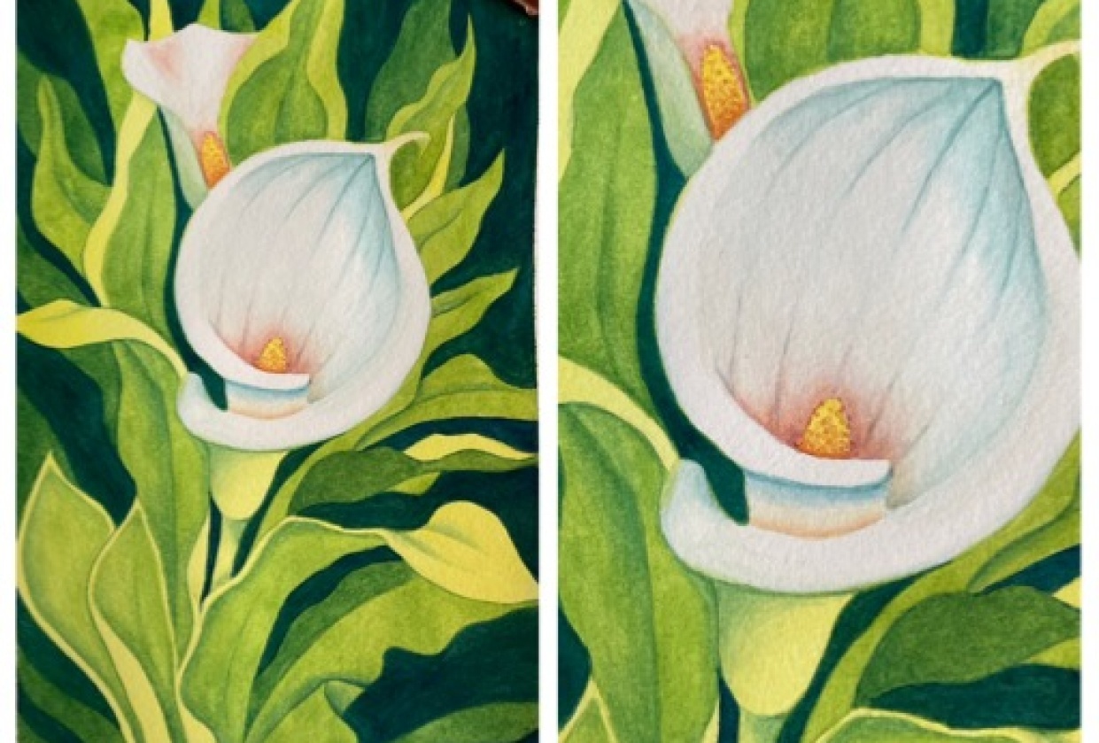 Lily #3 - negative painting background - student project