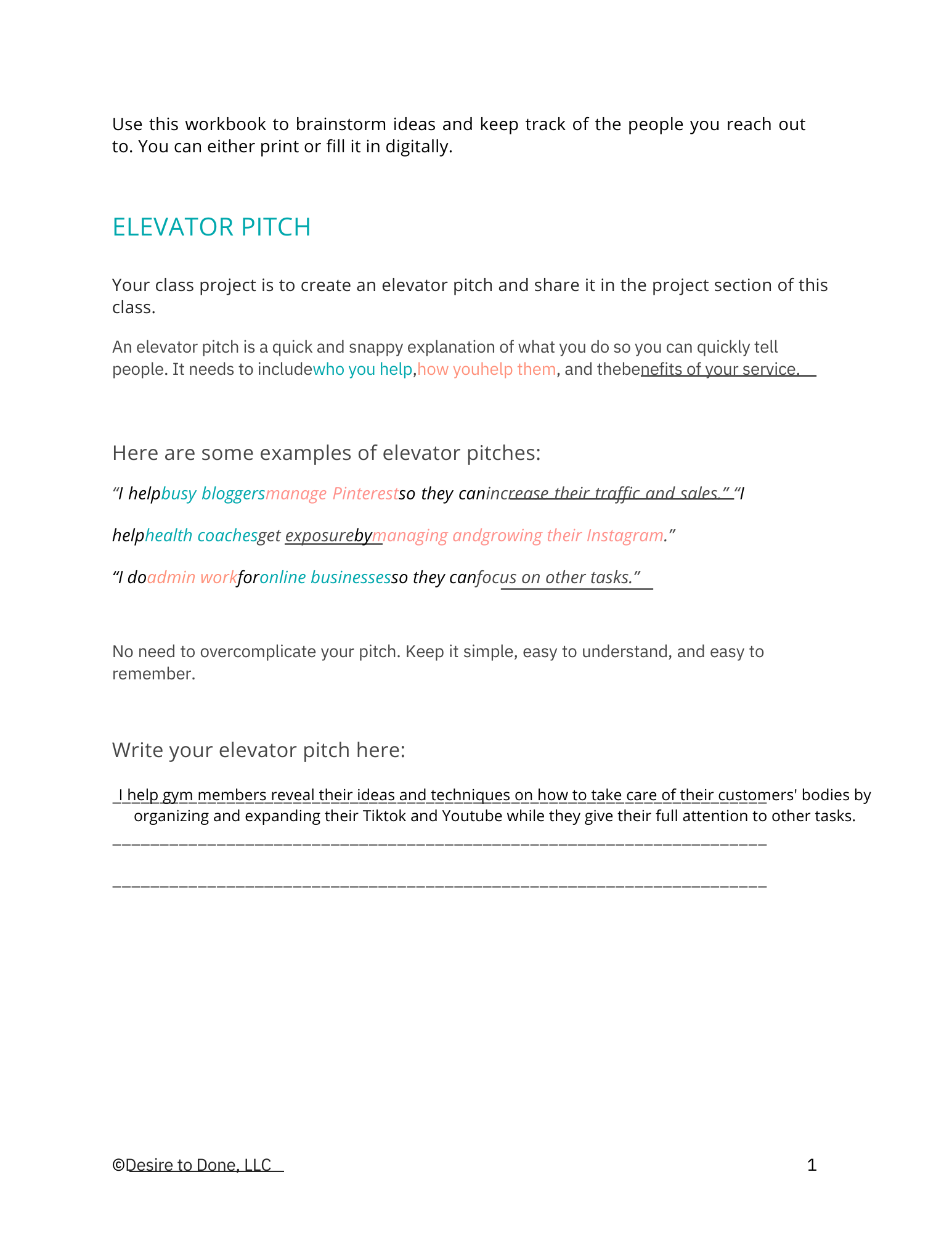 Elevator Pitch - Sample idea