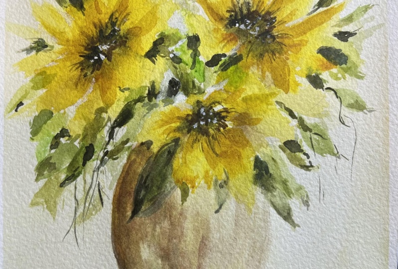 Daisies in Vase Watercolor