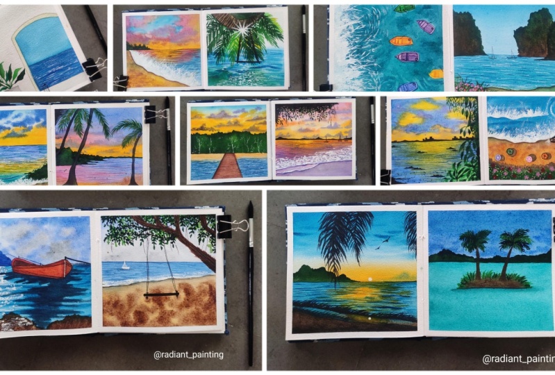 Watercolor Beach Paintings
