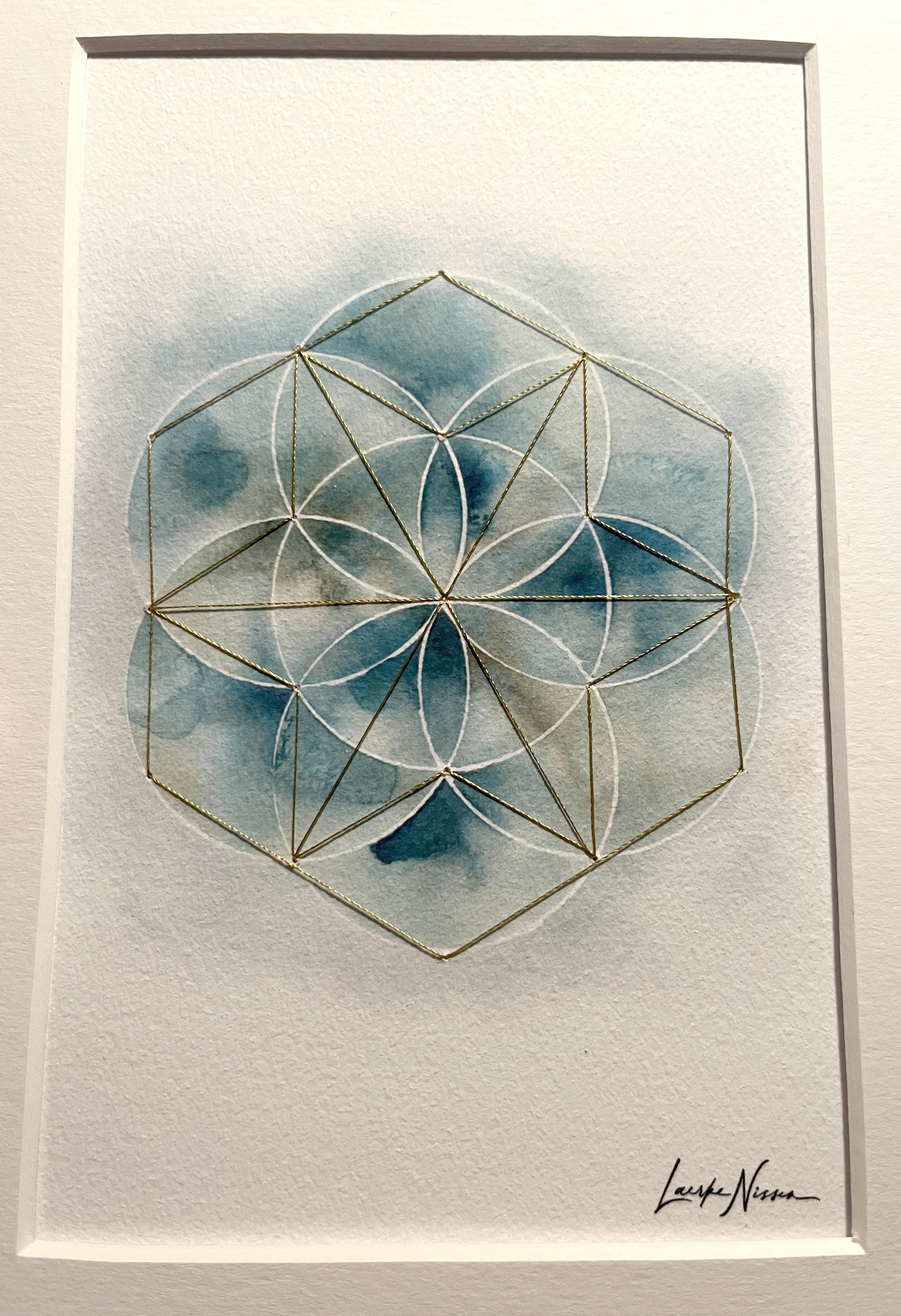 Blue Morning Star (Aquarelle and Sacred Geometry)