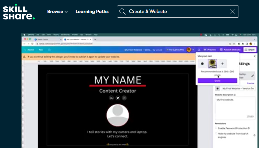 Your Personal Website thru Canva - student project