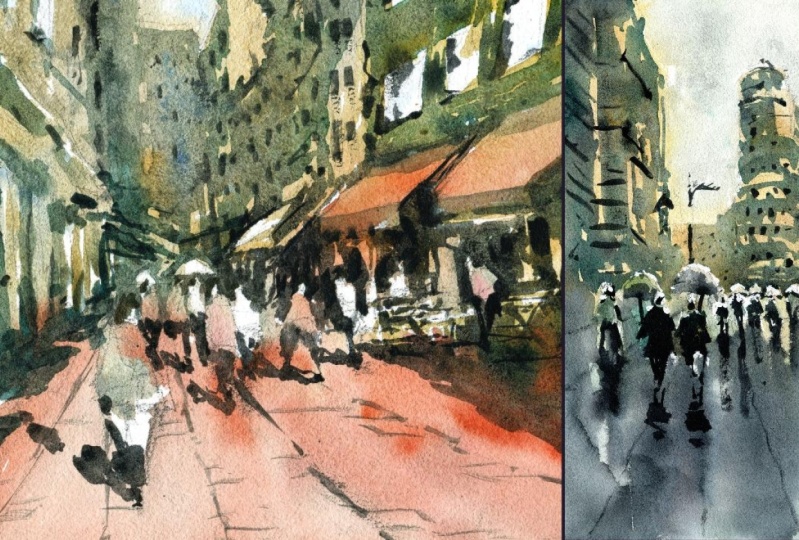 Painting loose streetscapes in watercolor
