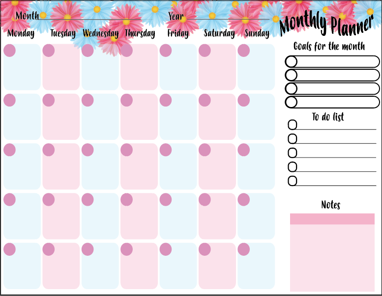 Monthly Planner Class Project - student project